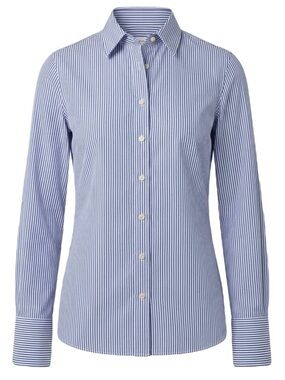 Classic Navy and White Striped Button-Up Shirt (runs small, fits Women size S)